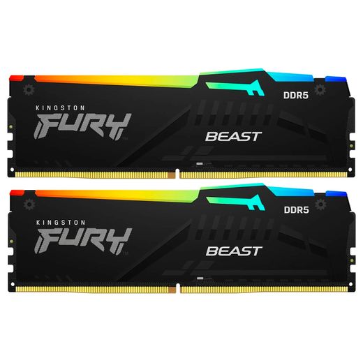 Оперативная память DDR5 DIMM 16GB(8GBx2)/5600MHz Kingston Fury Beast RGB (KF556C40BBAK2-16)