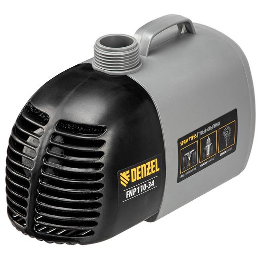 Насос фонтанный Denzel FNP110-34, 112 Вт, подъем 3,4 м, 3400 л/ч, колокольчик/каскад/гейзер (99032M)