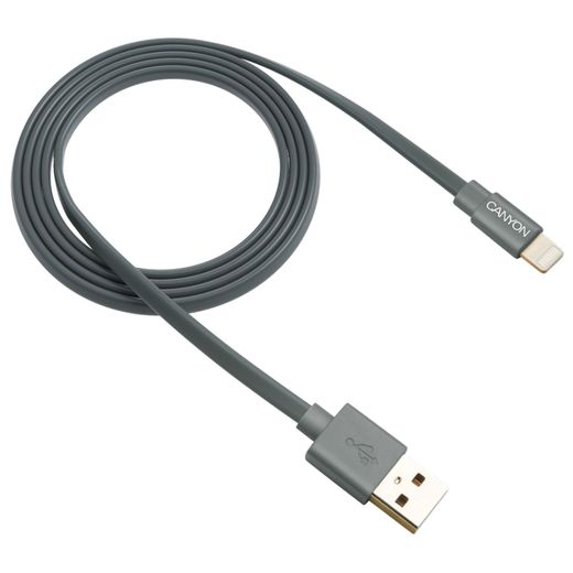 Кабель CANYON MFI-2 Lightning - USB 1м Black (CNS-MFIC2DG)