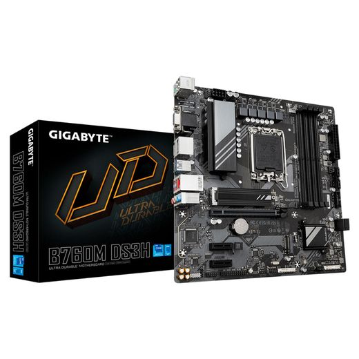 Материнская плата Gigabyte B760M DS3H LGA1700 4DDR5 PCI-E 1x16 2x1 (HDMI+2DP+VGA) mATX
