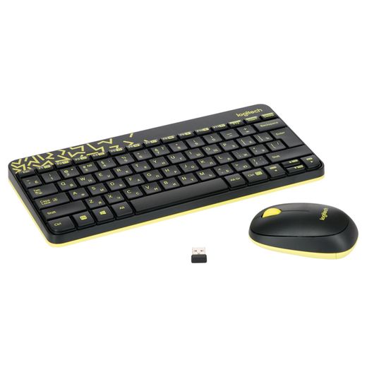 Клавиатура + Мышка беспроводные USB Logitech MK240 Nano, Black