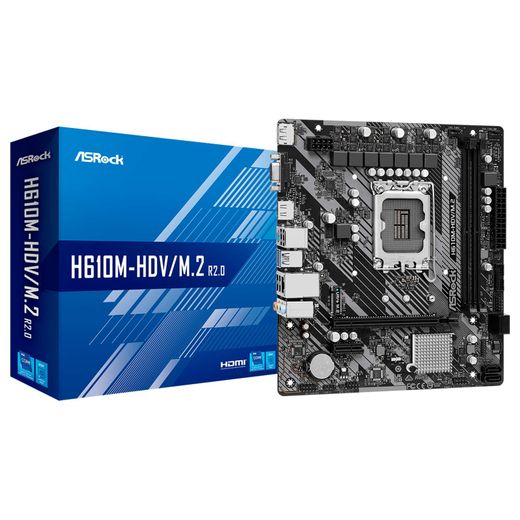 Материнская плата ASRock H610M-HDV/M.2 R2.0 LGA1700 2DDR4 PCI-E 4x16 1x1 (HDMI+DP+VGA) mATX