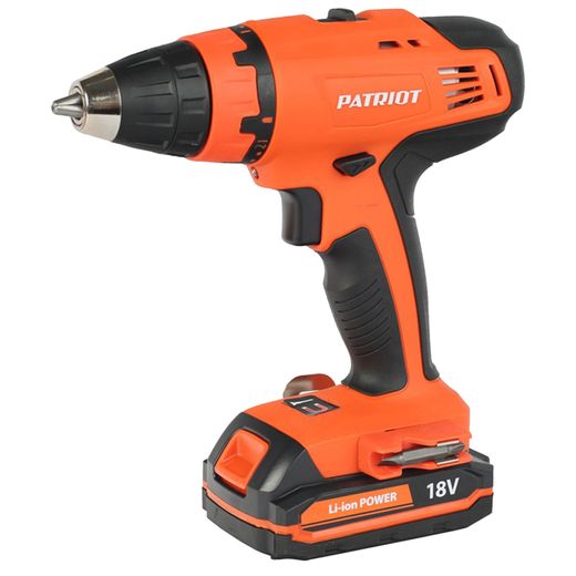 Дрель-шуруповерт аккумуляторная PATRIOT BR 180UES,18В, 2*1,5 Ач (180301540)
