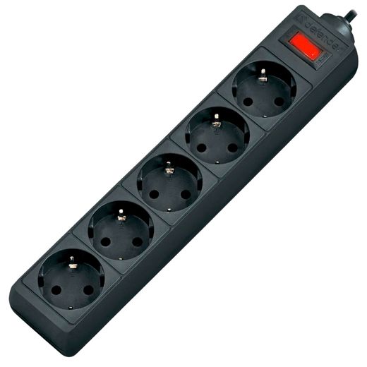 Сетевой фильтр Defender ES 3м, 5 розеток, 10А, черный (Defender 99485)