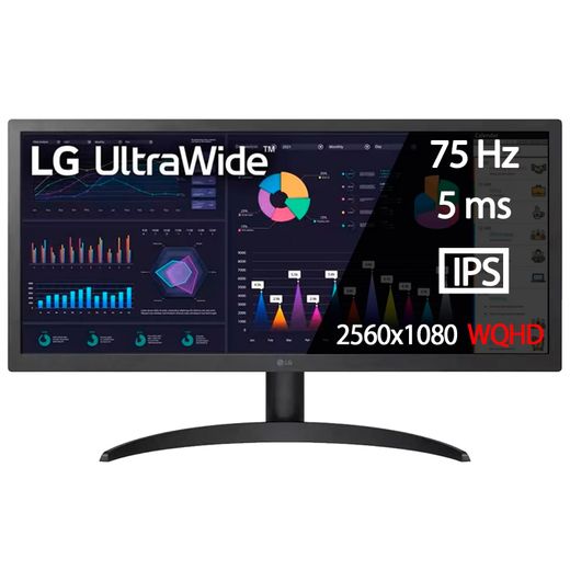 Монитор 25,7'' LG 26WQ500 UltraWide 2560×1080 21:9 IPS 75ГЦ (2HDMI) Black