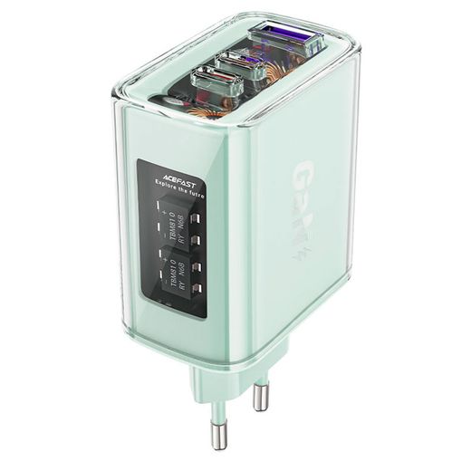 Адаптер питания ACEFAST, 2*USB C+A, PD65W GaN (A45 Mountain mist - ACEFAST)