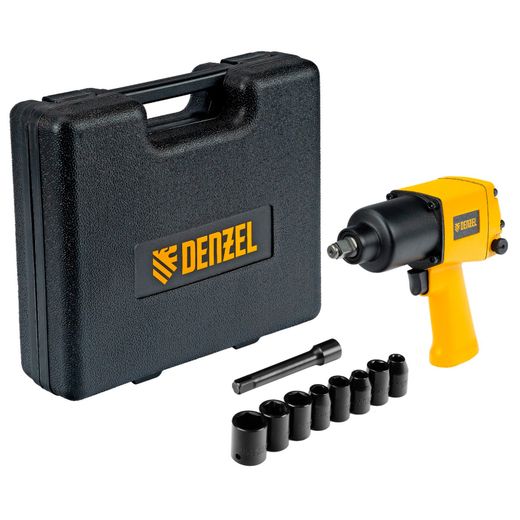Ударный пневмогайковерт Denzel IW860 + набор головок, 1/2