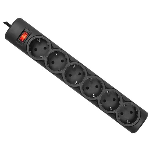 Сетевой фильтр Defender DFS 151, 1.8м, 6 розеток, 10А, черный, (Defender 99494)