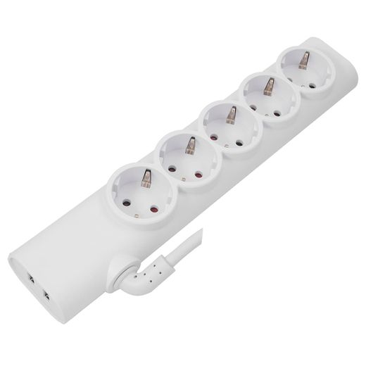 Удлинитель СТАРТ 1,5м, 5 розеток, 16A, 2хUSB, белый (4610116223765)