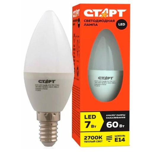 Светодиодная лампа СТАРТ 7W 2700K E14 теплый (4670012296164)
