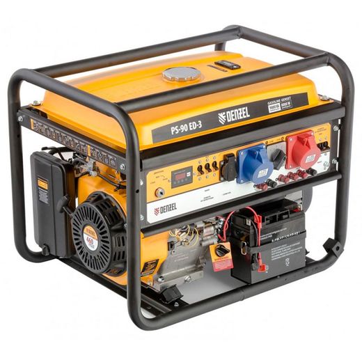 Генератор бензиновый PS 90 ED-3, 9,0кВт, переключение режима 230В/400В, 25л, электростартер Denzel