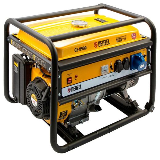 Генератор бензиновый GE 8900, 8,5 кВт, 220В/50Гц, 25 л, ручной старт Denzel