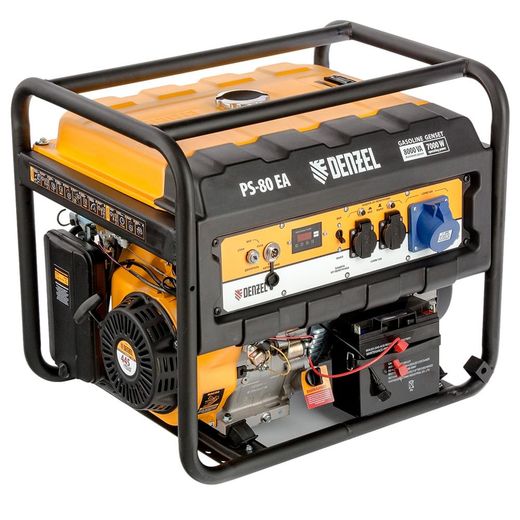 Генератор бензиновый PS 80 EA, 8,0 кВт, 230В, 25л, коннектор автоматики, электростартер Denzel