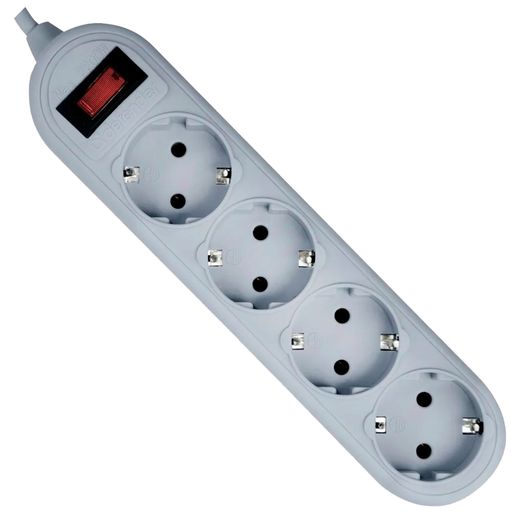Сетевой фильтр Defender ES Lite, 1.8м, 4 розетки,10А, серый, (Defender 99487)