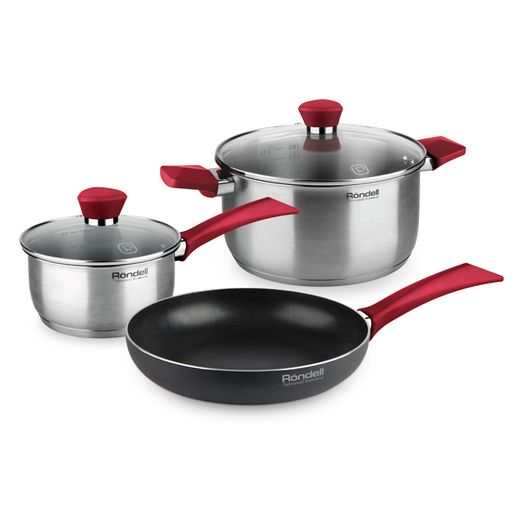 Набор посуды (кастрюля с/кр 20 см, ковш с/кр 14 см, сковорода б/кр 24 см) Strike Rondell RDS-1217