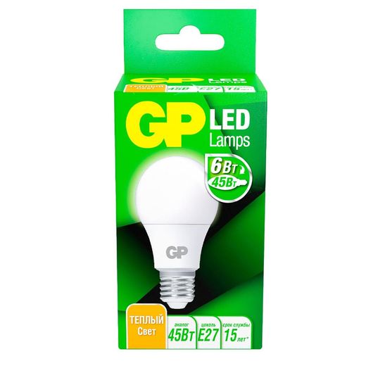 Светодиодная лампа GP 6W 2700К 560lm E27 Тёплый
