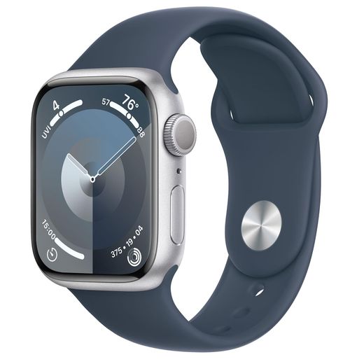 Смарт-часы Apple Watch Series 9, 41mm Silver Aluminium Case with Storm Blue Sport Band - S/M (MR903)