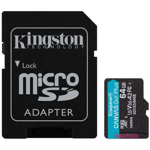 Карта памяти MicroSD 64GB Kingston Canvas Go! Plus, UHS-I 170MB/s, Class 10 (SDCG3/64GB)