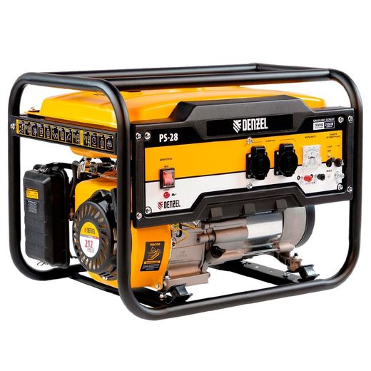 Генератор бензиновый PS 28, 2,8 кВт, 230В, 15л, ручной стартер Denzel