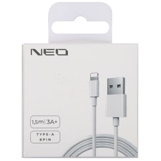 Кабель Lightning - USB, NEO, 3A, 1.5м, Белый (A8PCL-PC15M3AW)