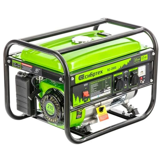Генератор бензиновый Сибртех БС-2800, 2,5 кВт, 230В, 4-х такт., 15 л, ручной стартер (94543M)
