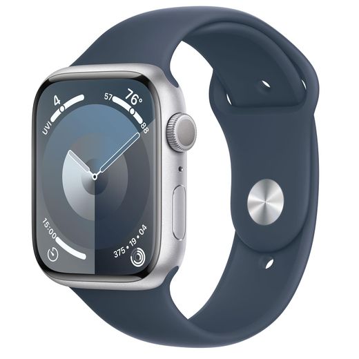 Смарт-часы Apple Watch Series 9, 45mm Silver Aluminium Case with Storm Blue Sport Band - M/L (MR9E3)