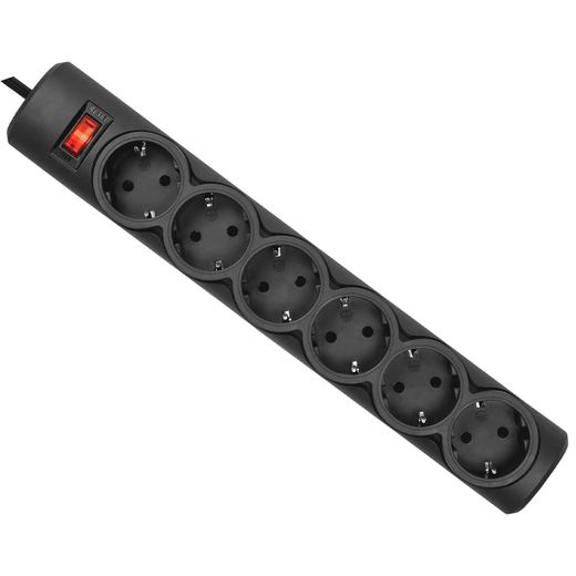 Сетевой фильтр Defender DFS 155, 5м, 6 розеток, 10А, черный, (Defender 99496)