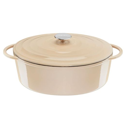 Кастрюля овальная с крышкой 34см бежевая Lov (чугун) Tefal E2590604