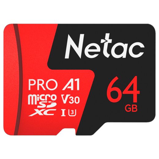 Карта памяти MicroSD 64GB Netac P500 Extreme Pro 100MB/s Class 10, + SD Adapter