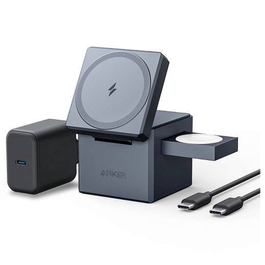 Беспроводное зарядное устройство ANKER Cube с MagSafe 3в1 Black (ANK-Y1811G11-BK)