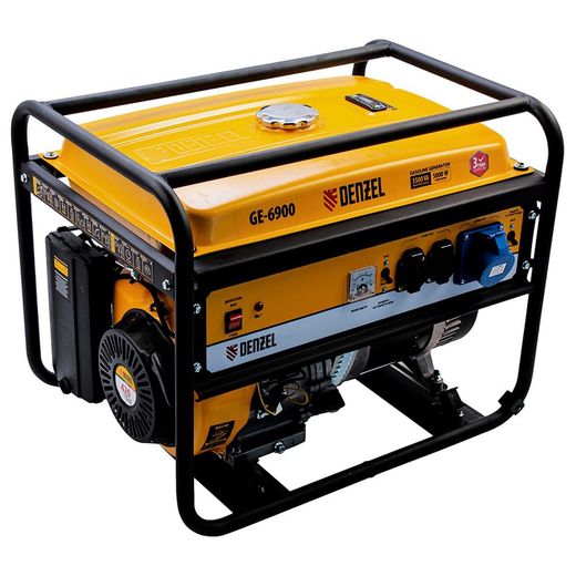 Генератор бензиновый Denzel GE-6900, 5,5 кВт, 220В/50Гц, 25 л, ручной старт (94637M)