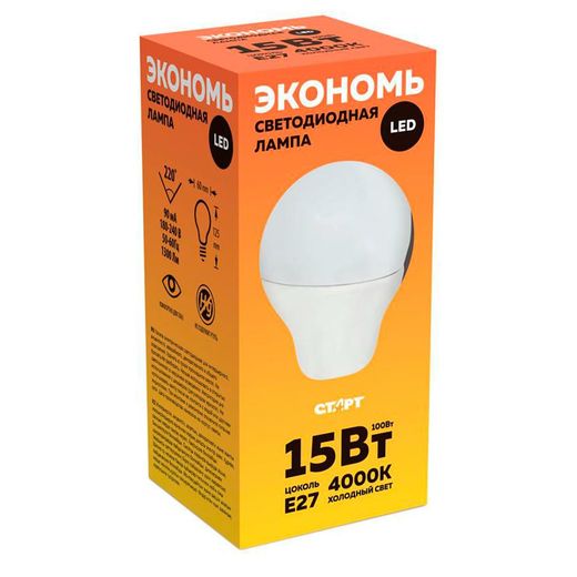 Светодиодная лампа СТАРТ 15W 4000K E27 холодный (4670012296157)